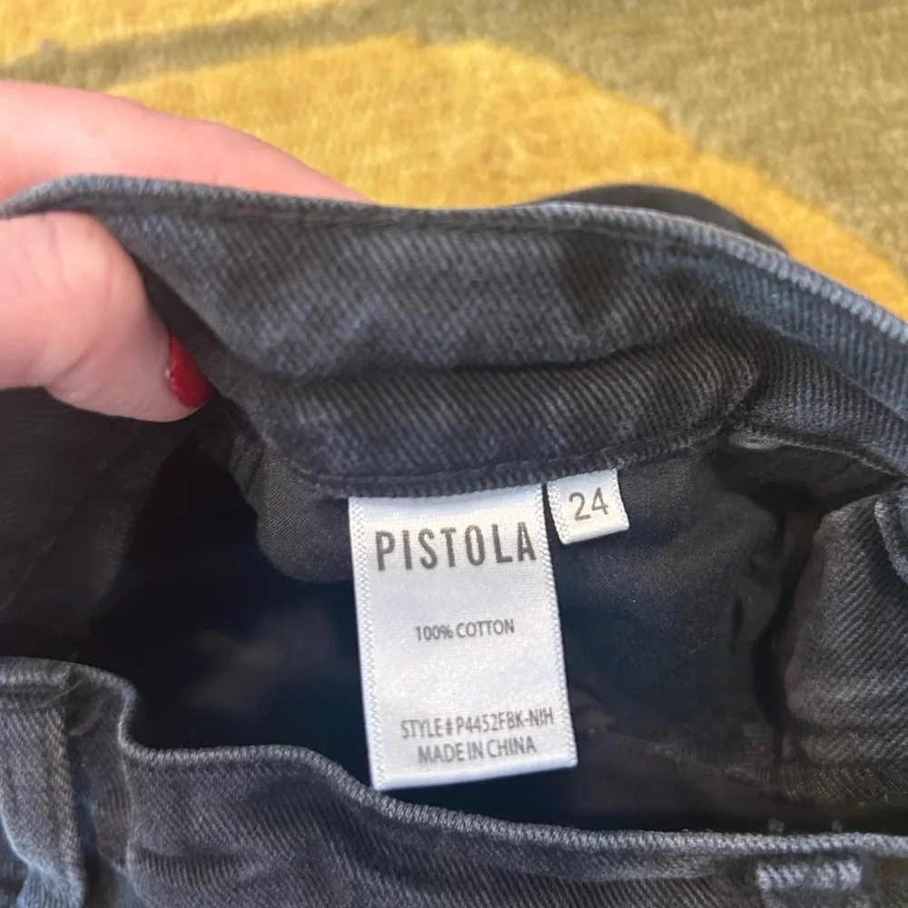 PISTOLA Kylee Black Denim Jean Shorts High Waisted Frayed Size 24 Waist